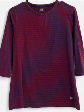 Le Tigre Red & Navy Striped 3/4 Sleeve Pima Cotton Tee